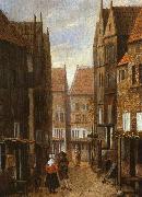 Jacobus Vrel Street Scene with Couple in Conversation oil